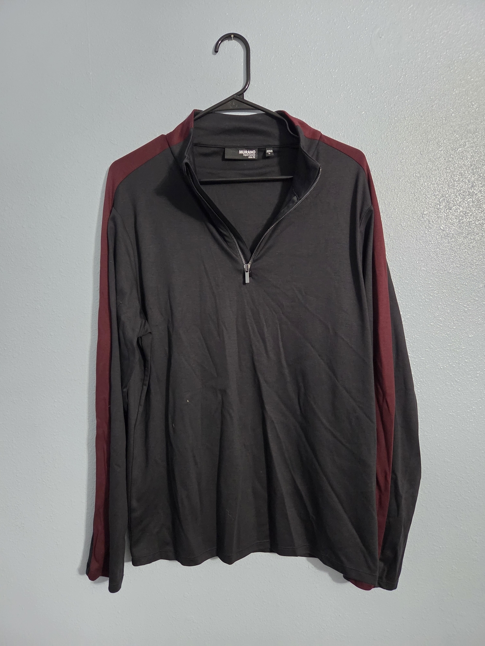 Murano Liquid Luxury Men’s Slim Fit 1/4 Zip Mock Neck Cotton Pullover L #113